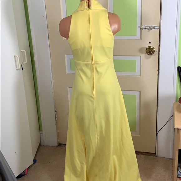 VINTAGE PEARL sleeveless bridesmaid dress yellow 4 - Picture 6 of 7